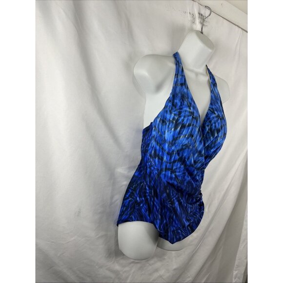 Miraclesuit Blue Patterned One-Piece Suit in Women's Size 14 - Picture 2 of 10